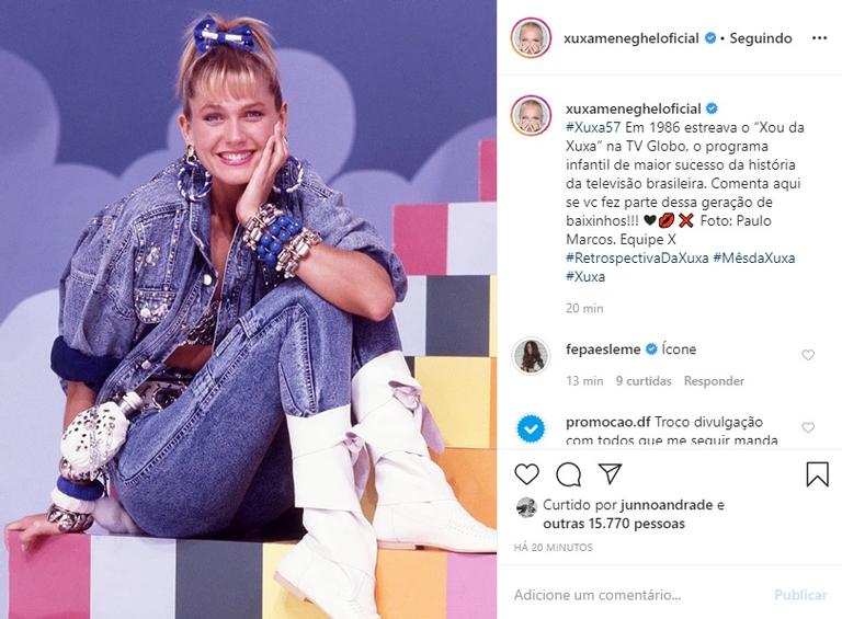 Xuxa Meneghel relembra foto antiga e deixa fãs com saudades