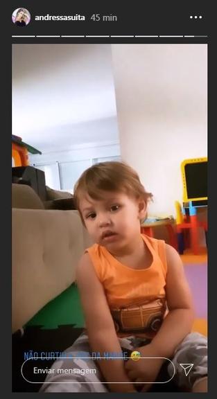 Andressa Suita canta para filho, Samuel e menino reprova