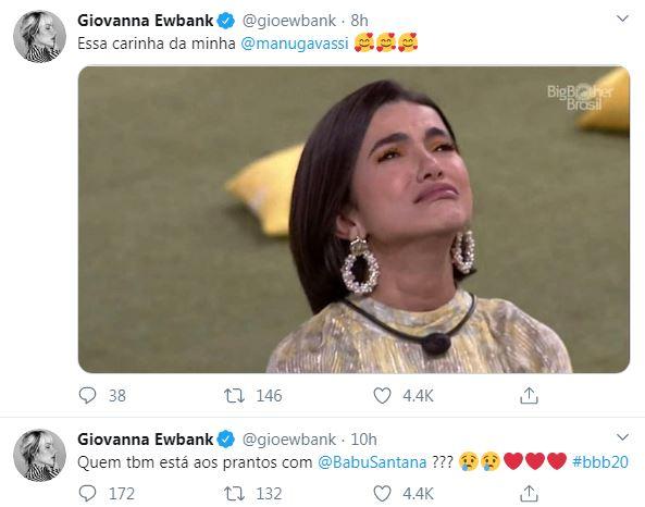 Giovanna Ewbank está super ligada no BBB20