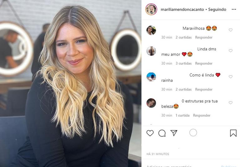 Marília Mendonça com seu novo cabelo