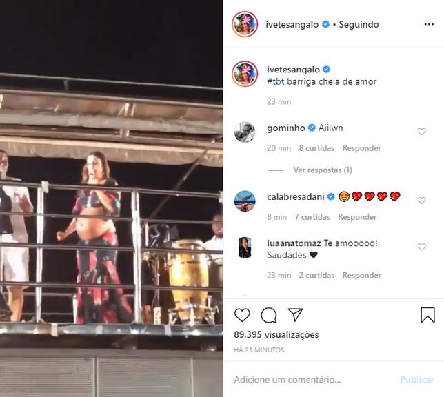 Ivete Sangalo posta vídeo antigo grávida e em trio elétrico