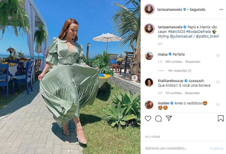 Larissa Manoela na Bodas de Prata dos pais