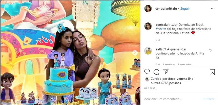 Anitta vai a festa de aniversário luxuosa de sobrinha 