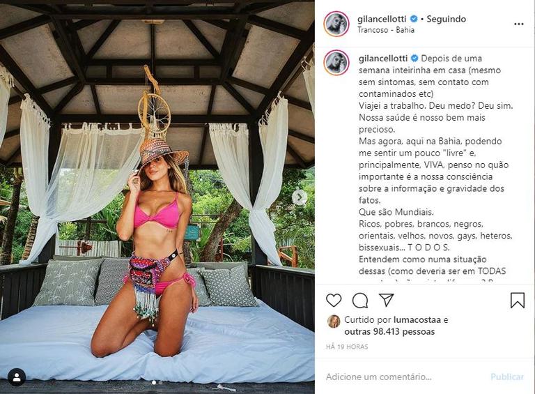 Giovanna Lancellotti viaja a trabalho e fala de Coronavírus 