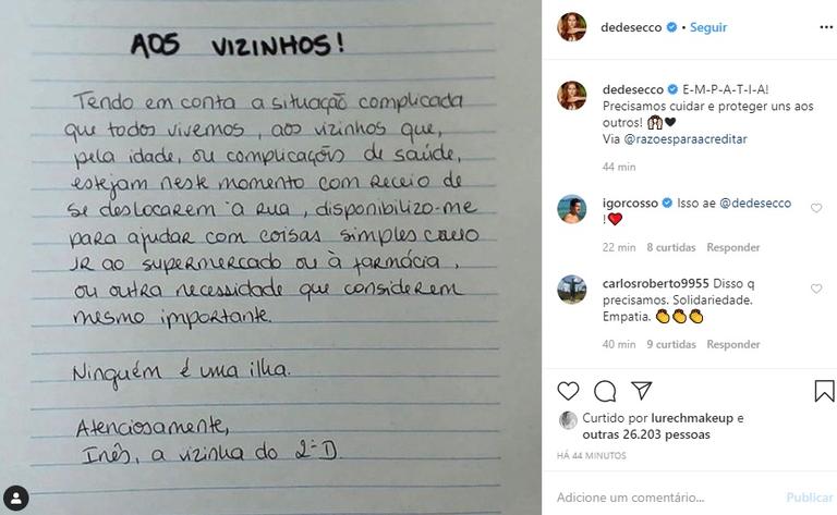 Deborah Secco faz alerta sobre coronavírus