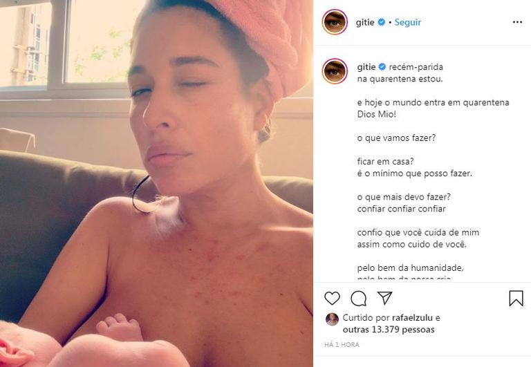 Giselle Itié fala sobre puerpério e Coronavírus