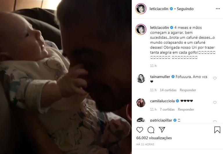 Com vídeo fofo, Leticia Colin celebra 4 meses de Uri