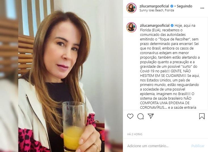 Zilu Camargo faz alerta sobre o Coronavírus