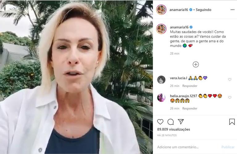 Com programa fora do ar, Ana Maria Braga faz vídeo para fãs