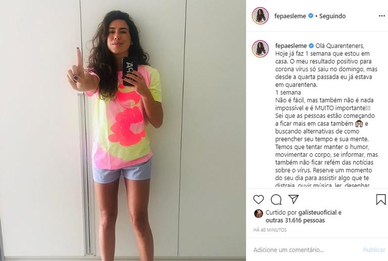 Fernanda Paes Leme de quarentena