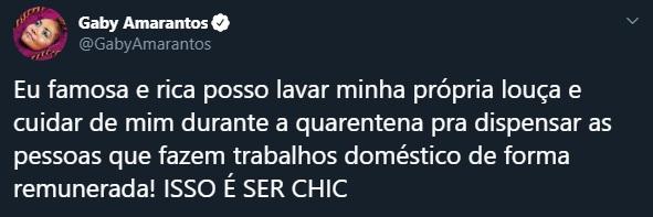 Gaby Amarantos se revolta sobre situação de empregados domésticos