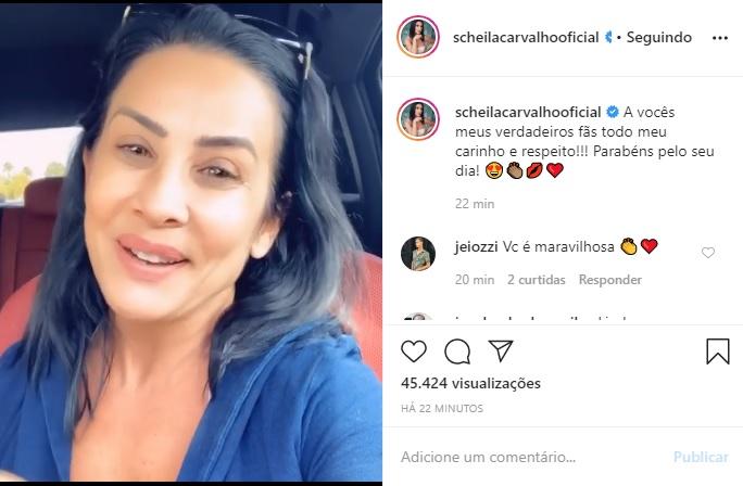 Scheila Carvalho aproveita Dia do Fã para agradecer os seus