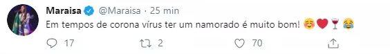 Maraisa fala sobre namoro em meio a pandemia de Coronavírus