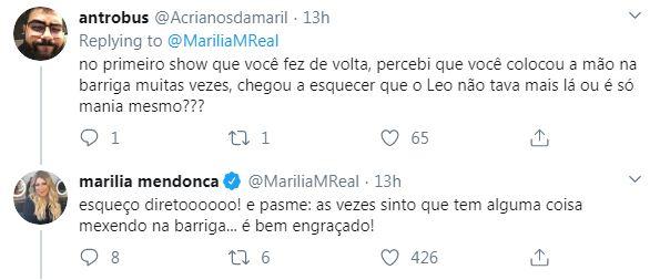 Marília Mendonça conta que esquece que não está mais grávida