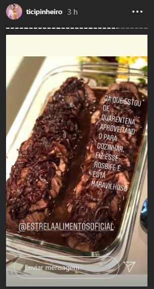 Ticiane Pinheiro cozinha durante quarentena