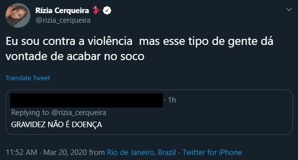 Rízia Cerqueira se irrita com fã