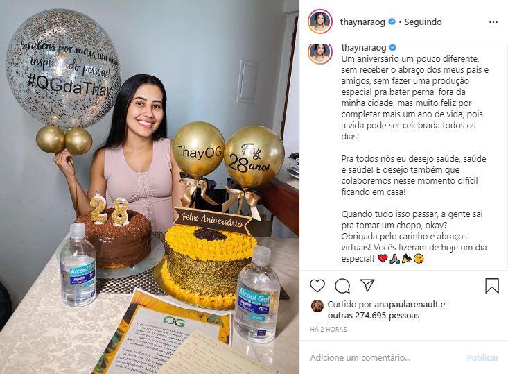 Thay OG desabafa sobre comemorar o aniversário sem a família