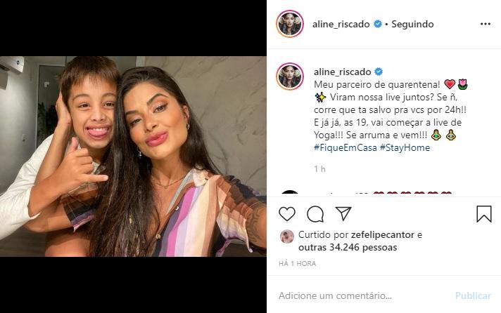 Aline Riscado se declara para o filho nas redes sociais