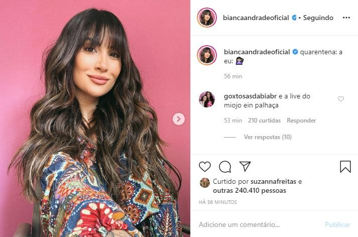 Bianca Andrade aparece com novo corte de cabelo e é elogiada