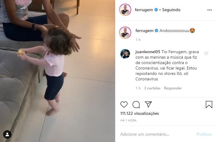 Ferrugem mostra Aurora dando seus primeiros passos e encanta