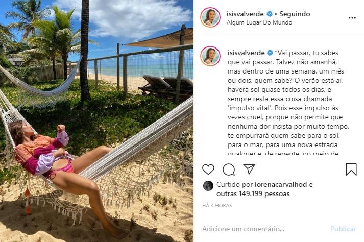 Isis Valverde posta poema para desabafar sobre a pandemia