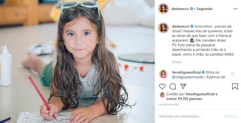 Deborah Secco pede dicas de atividades para a quarentena