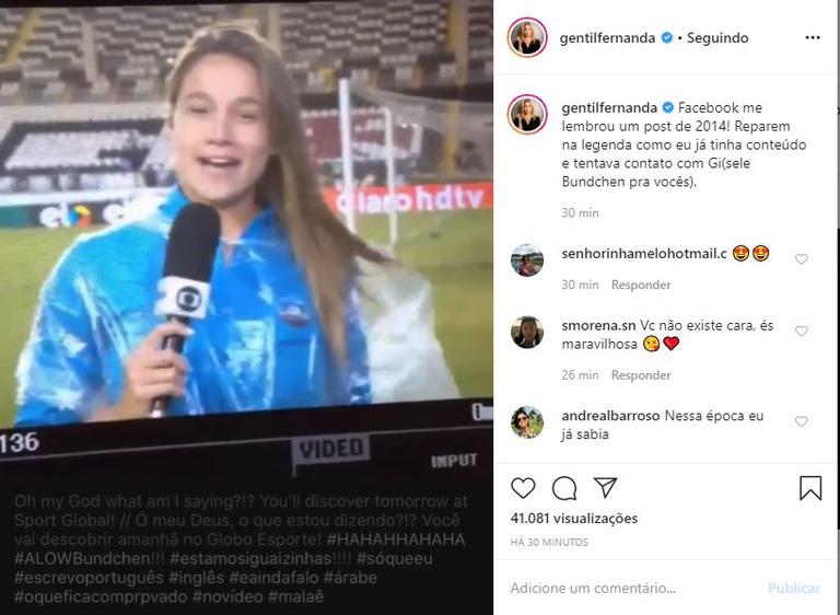 Fernanda Gentil relembra vídeo engraçado de 2014