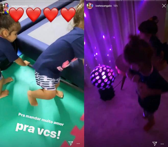 Ivete Sangalo brinca com as gêmeas Marina e Helena