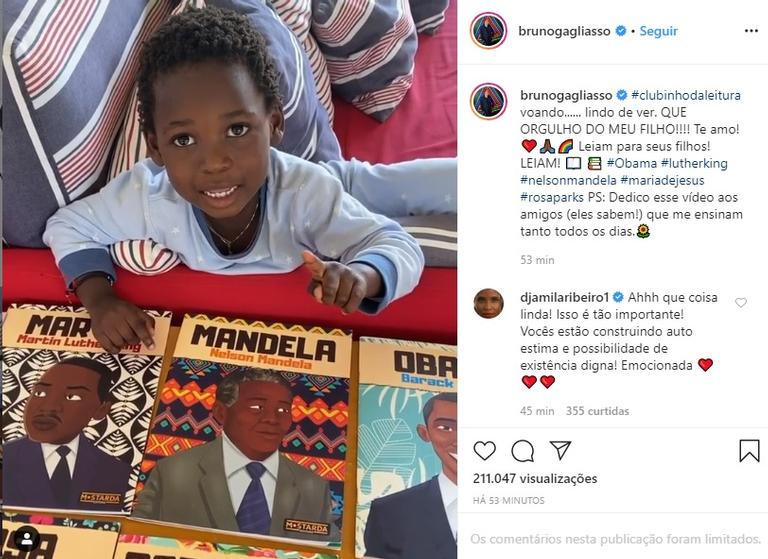 Bruno Gagliasso mostra Bless identificado líderes negros