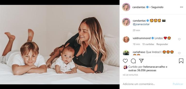 Carol Dantas posa com Davi Lucca e Valentin e encanta a web