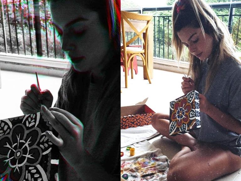 Giovanna Lancellotti inspira ao realizar atividades artesanais durante a quarentena