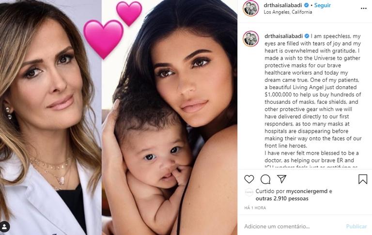 Kylie Jenner doa 1 milhão de dólares para combate contra coronavírus