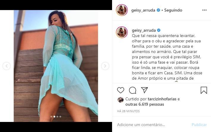 Geisy Arruda compartilha dicas do que fazer na quarentena