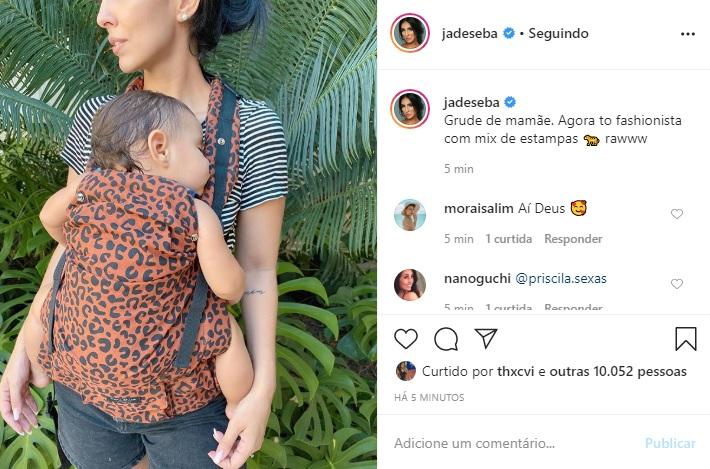 Jade Seba mostra Zion deitado no seu colo e encanta as redes