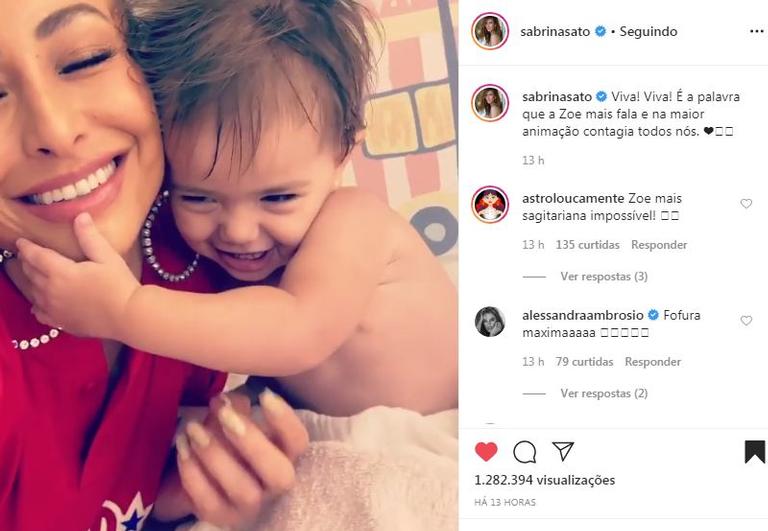 Sabrina Sato e Duda Nagle babam por Zoe falando a palavra que mais gosta