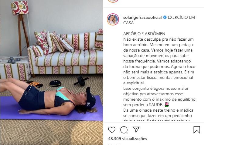 Solange treinou em casa