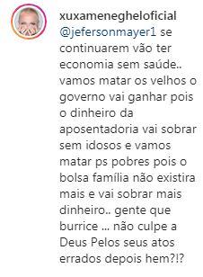 Xuxa rebate seguidor que a criticou ao falar sobre empatia