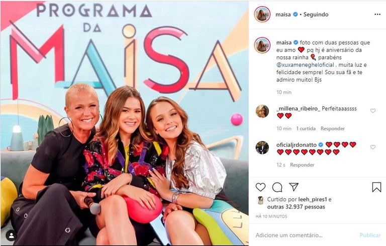 Maisa posa ao lado de Xuxa e Larissa Manoela