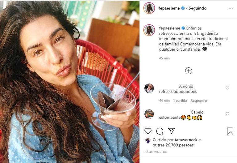 Fernanda Paes Leme celebra alta médica