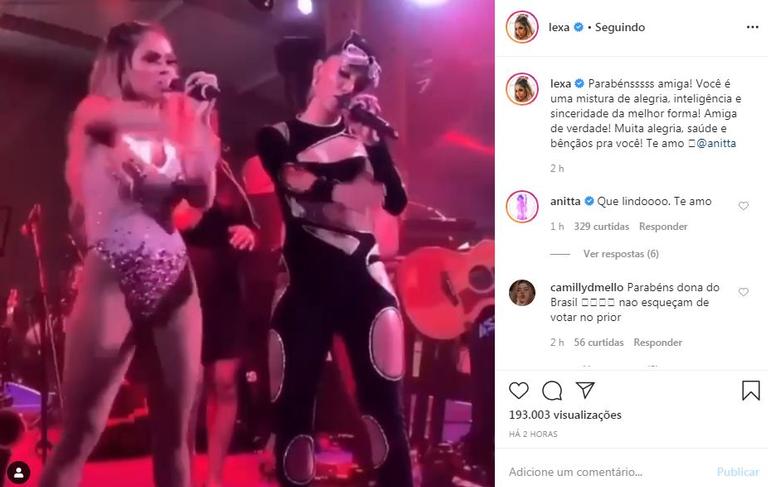 Lexa faz homenagem para Anitta em seu aniversário