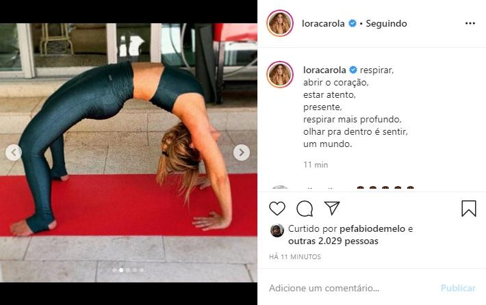 Carolina Dieckmann medita com diferentes pose de ioga