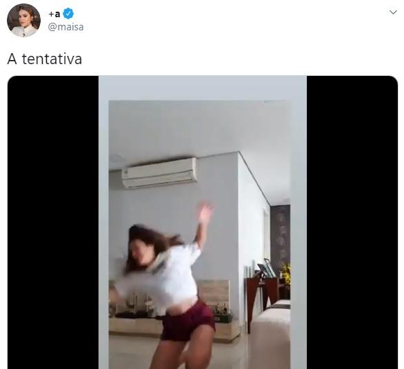 Maisa machuca o joelho ao cair e mostra vídeo do tombo