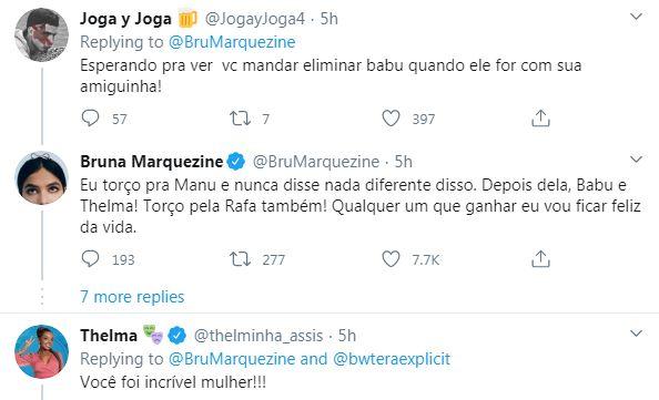 Bruna Marquezine responde seguidor que questiona torcida para Babu no BBB