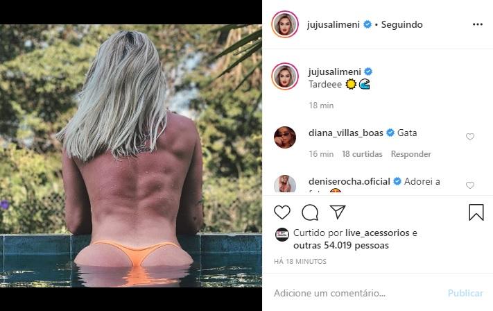 Juju Salimeni posa fazendo topless e arranca elogios na web