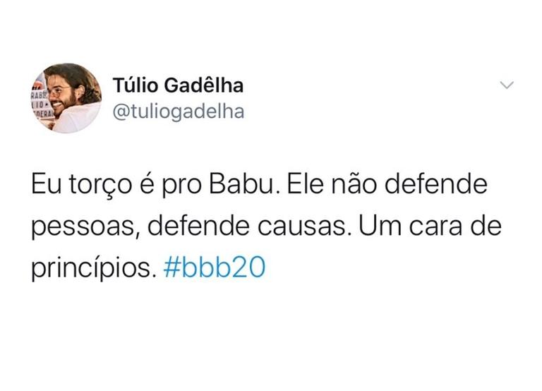 Túlio Gadêlha revela torcida para Babu