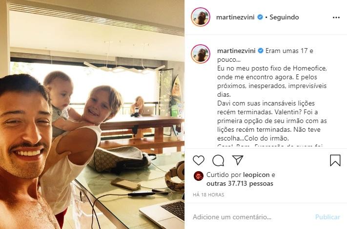 Vinicius Martinez mostra como está passando a quarentena