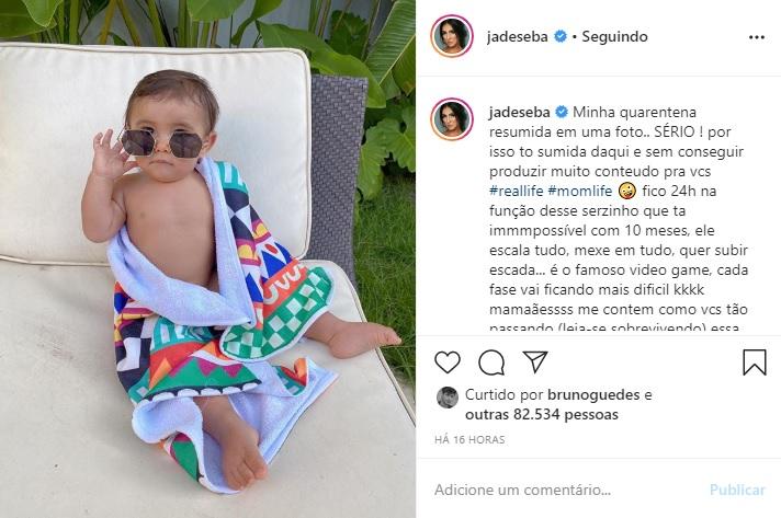 Jade Seba encanta as redes com foto de Zion pós piscina