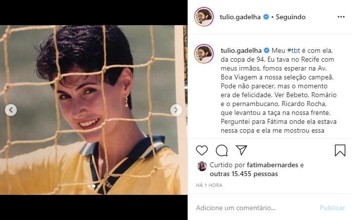 Túlio Gadelha se declara pra Fátima Bernardes com foto de 94