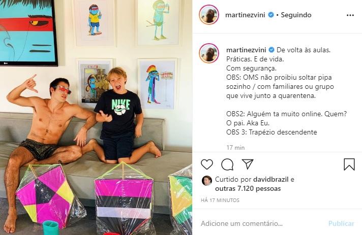 Vinicius Martinez e Davi Lucca se preparam para soltar pipas