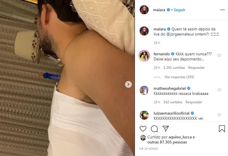 Maiara conta que Fernando Zor passou mal após live de Jorge e Mateus